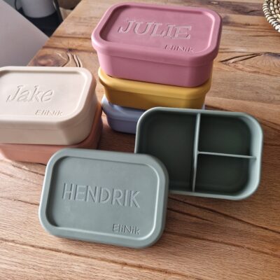 Silikon Brotdose mit Namen Grün