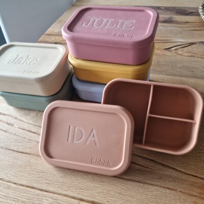 Silikon Brotdose mit Namen Lachs