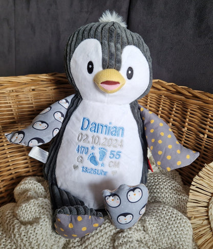 Kuscheltier mit Namen-Pinguin Schwarz