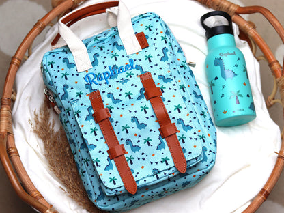 Kindergartenrucksack SET mit Trinkflasche- Dino - EliNik #