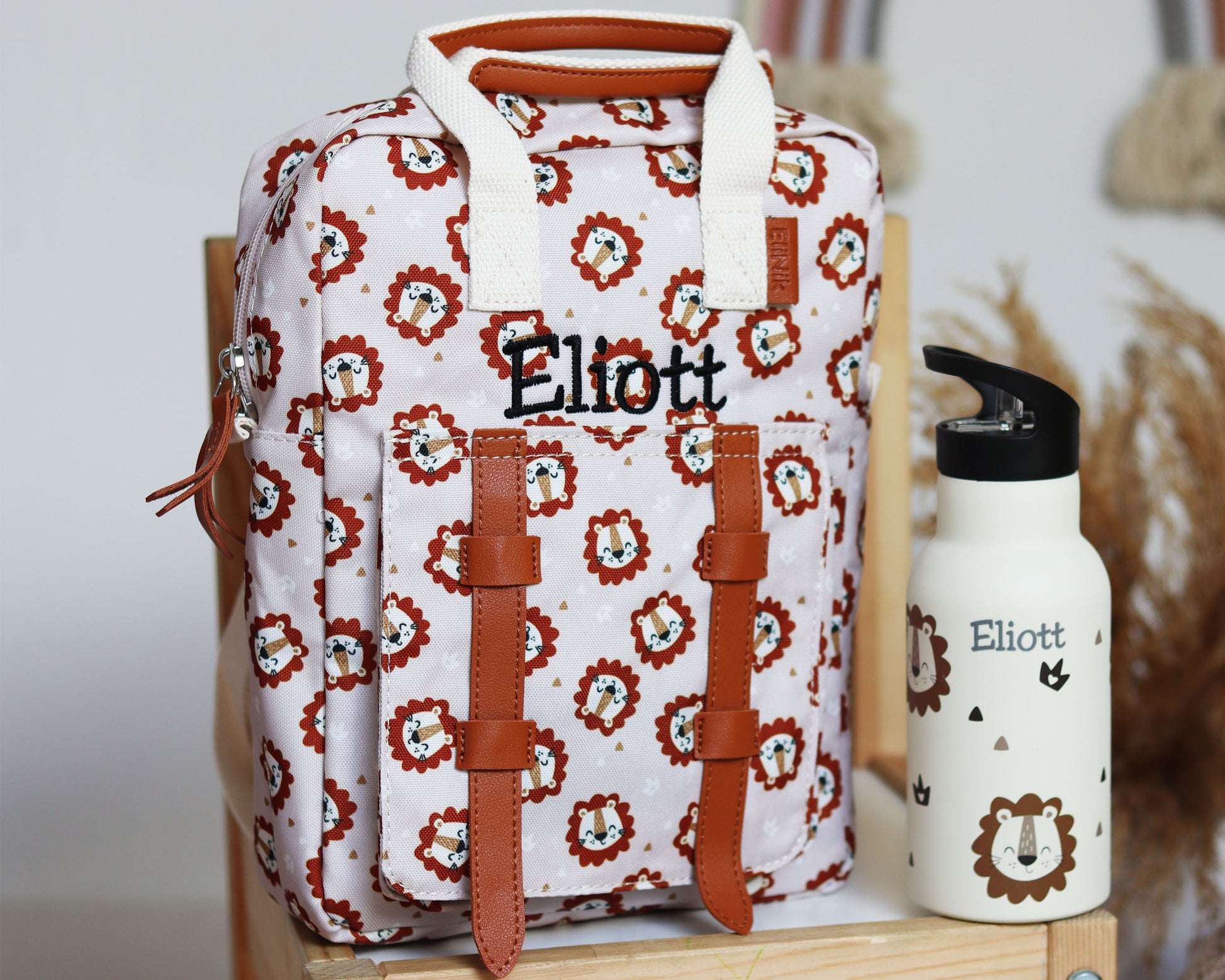 Kindergartenrucksack SET mit Trinkflasche- Löwe - EliNik #