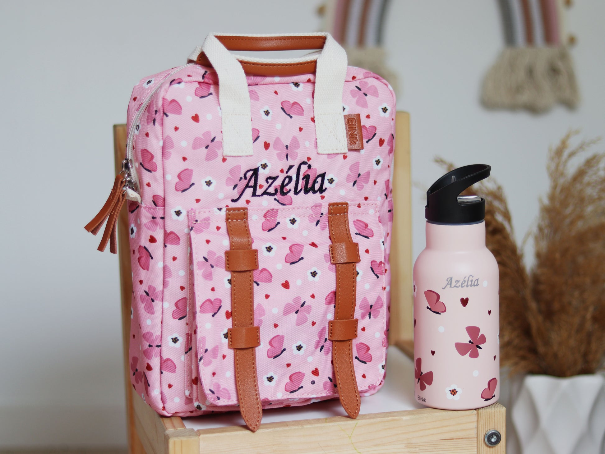 Kindergartenrucksack SET mit Trinkflasche- Schmetterling - EliNik #