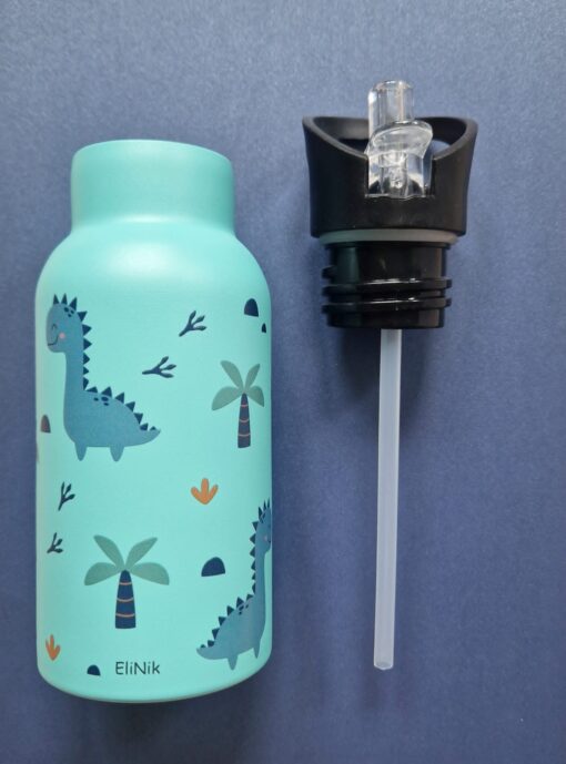 Kinder Trinkflasche 350ml mit Namen - Dino blau – Bild 5