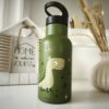 Edelstahl Kindertrinkflasche 350ml mit Namen Dino grün