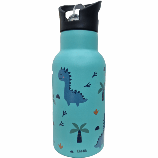 Kinder Trinkflasche 350ml mit Namen - Dino blau – Bild 3