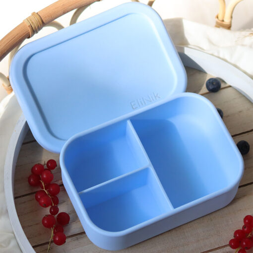 Silikon Brotdose Lunchbox mit Name - Hellblau – Bild 3
